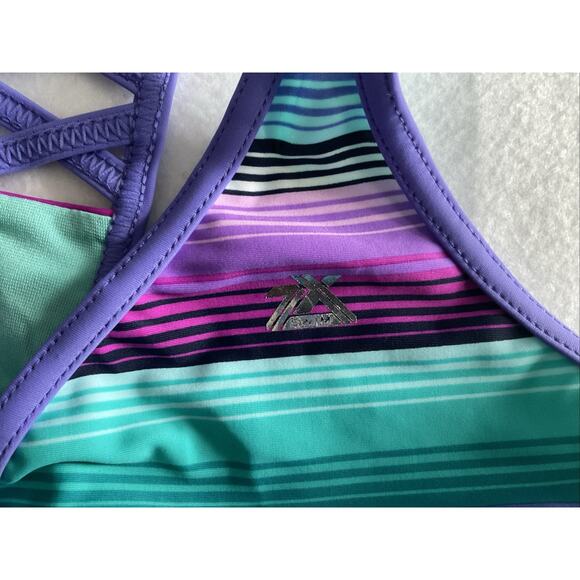 ZeroXposur Girls Sunrise Tankini Top in Pansy Size 14 Plus Multicolor Striped - Picture 6 of 7